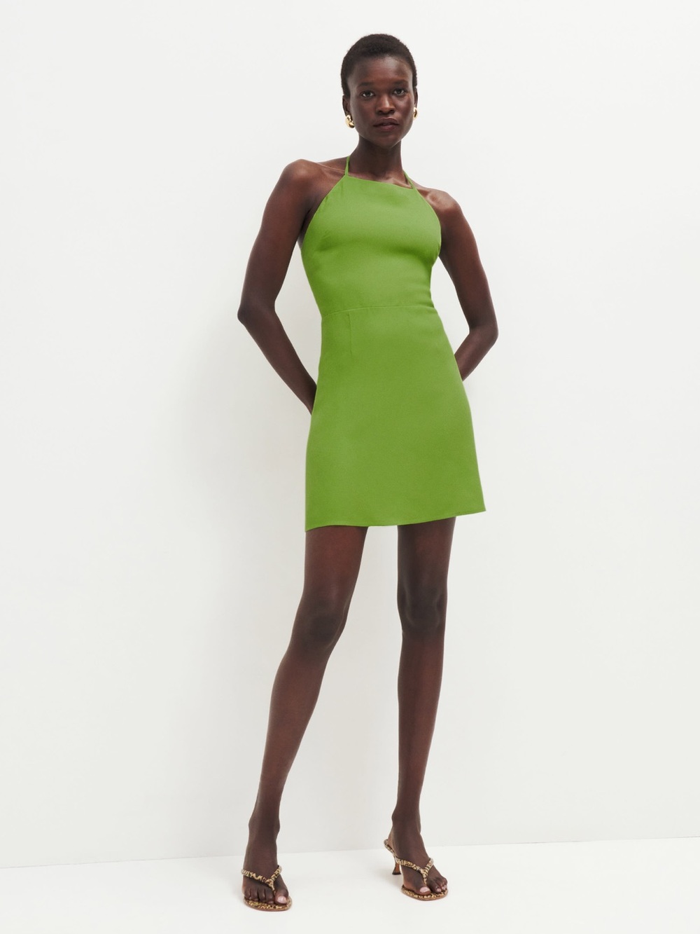 NWT Reformation Saguaro Green Tasha Halter Mini Dress Size 2